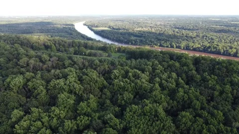 Aerial view of Delaware river in summer Stock Footage 137278587