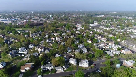 Aerial View of Delaware Riverfront Communities  in New Jersey Видео 74756265
