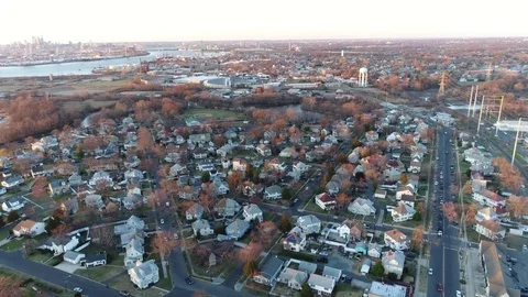 Aerial View of Delaware Riverfront Community and Port City Gloucester New Jersey Stock Footage 73283862