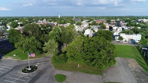 Aerial View of Delaware Riverfront Community and Port City Gloucester New Jersey Vídeos de archivo 79379858
