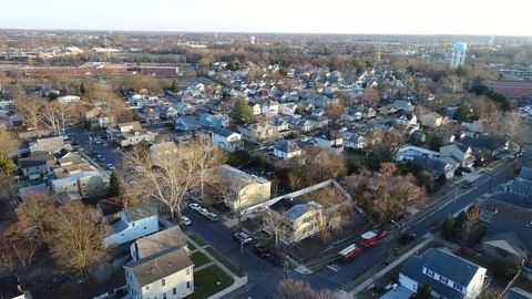 Aerial View of Delaware Riverfront Community and Port City Gloucester New Jersey Stock Footage 86265227