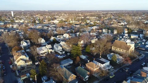 Aerial View of Delaware Riverfront Community and Port City Gloucester New Jersey Stock Footage 86265230