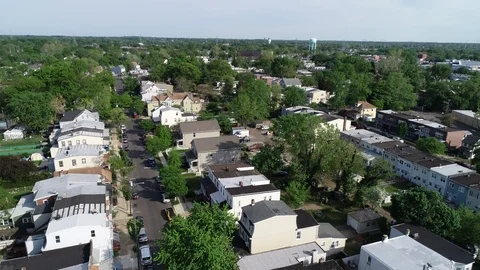 Aerial View of Delaware Riverfront Community and Port City Gloucester New Jersey Stock Footage 89989616