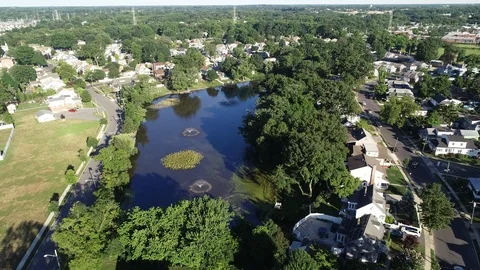 Aerial View of Delaware Riverfront Community and Port City Gloucester New Jersey Stock Footage 100698360