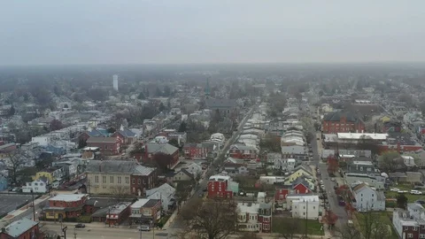 Aerial View of Delaware Riverfront Community on Foggy Day Stock Footage 127733801