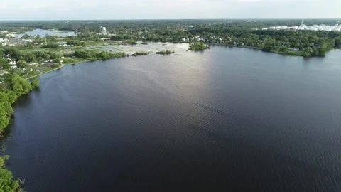 Aerial View of Delaware Riverfront Community Westville New Jersey Stock Footage 141017763