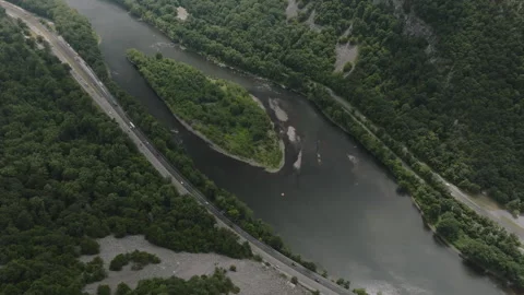 Aerial view of The Delaware Water Gap Stock-Footage 340449309