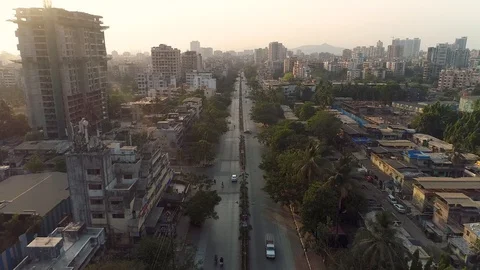 Aerial view of Delhi empty roads due to the coronavirus pandemic, India Stock Footage 128528874