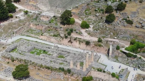 Aerial View of Delphi Archaeological Site Stock Footage 340913365