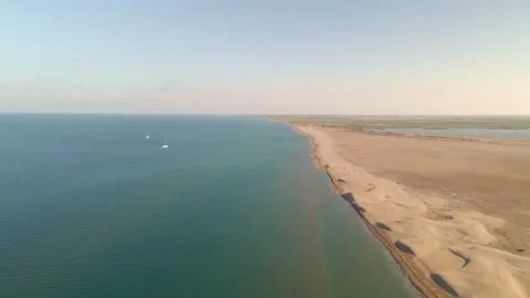 Aerial view of Delta de l'Ebre natural park, Tarragona, Catalonia, Spain Stock-Footage 254803545