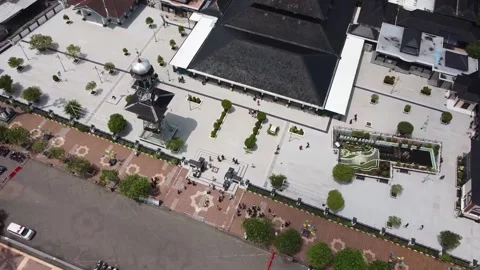 Aerial View of a Demak Mosque with Clock Tower and Greenery Stock-Footage 280000672