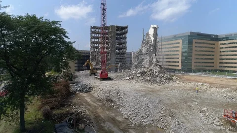Aerial View - Demolition of Building Structure Video stock 94270406