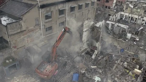 Aerial view of demolition Stock Footage 87673953