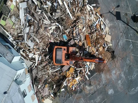 Aerial view of Demolition of House 스톡 동영상 80658172