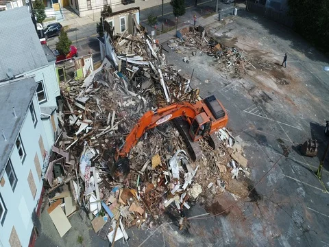 Aerial view of demolition project 스톡 동영상 80658171