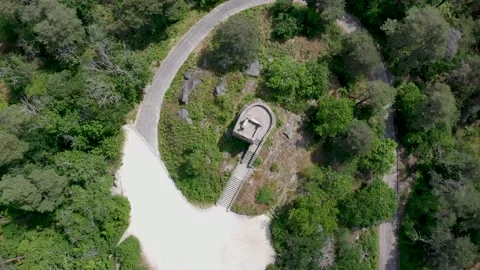 Aerial view of denecourt tower in the forest of fontainebleau Stock Footage 158294838
