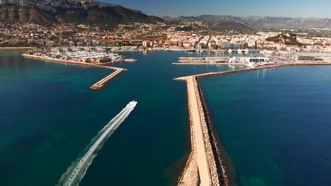 Aerial view of Denia port. The city and ... | Stock Video | Pond5