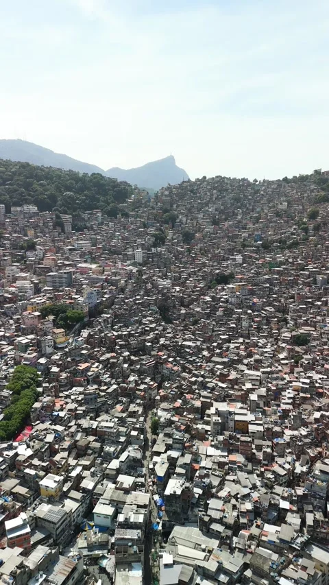 Aerial view of the dense favela in Rio de Janeiro, Brazil. Stock Footage 339732048