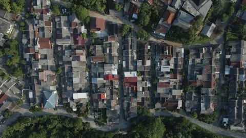 Aerial view of dense house 2 Stock Footage 292038649
