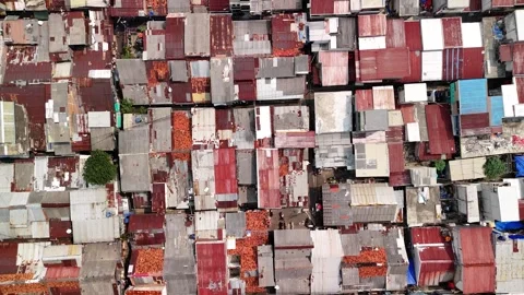 Aerial view of dense urban rooftops in Jakarta, Indonesia. Stock Footage 340629060