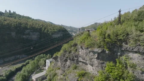Aerial View of Derelict Ore Mining facility in Chiatura, Georgia Video stock 253808483