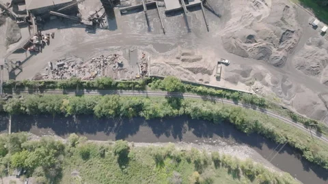 Aerial View of Derelict Ore Mining facility in Chiatura, Georgia Vídeo Stock 253808534