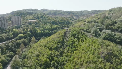 Aerial View of Derelict Ore Mining facility in Chiatura, Georgia 库存影片 253817125