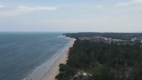 Aerial view of Desaru beach during day time Stock Footage 148012935