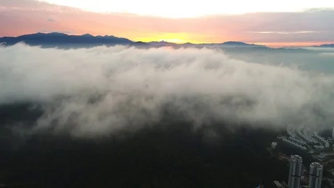 Aerial view. Descending below clouds accumulation level. Видео 81224865