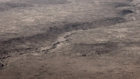 Aerial view of the desert of the borderlands between Ethiopia and Somalia. Stock Footage 98004833
