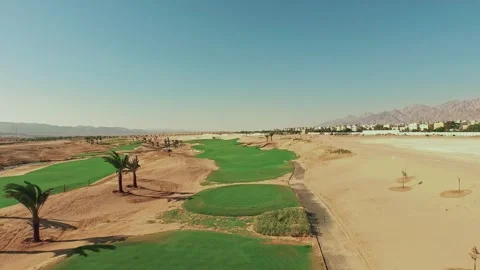 Aerial View of Desert Golf Course Development Red Sea Aqaba Jordan Stock Footage 327651192