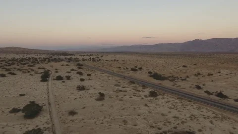 Aerial View of Desert Road Stock Footage 70963216