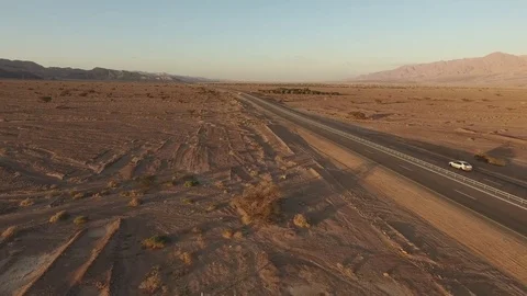 Aerial View of the Desert Road Stock Footage 70963292