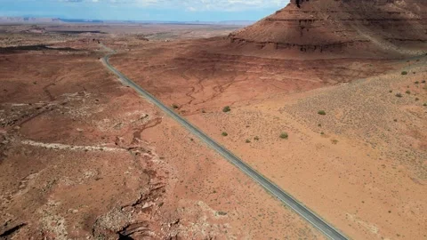 Aerial View of a Desert Road in Monument Valley, Utah Stock Footage 274111191