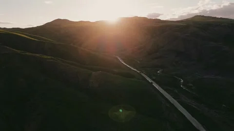 Aerial View of  A Desert Road in Sicily Stock Footage 308333058