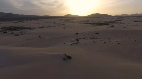 Aerial view of the desert in the sunset Stock Footage 92129235