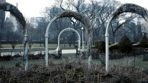 Aerial view of deserted streets in The Loop, Downtown Chicago. Stock Footage 127236392