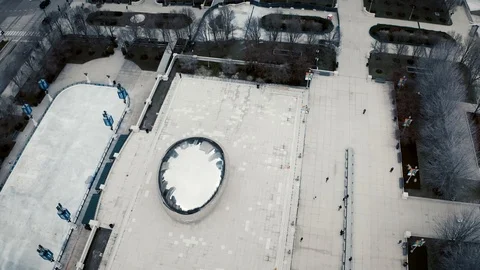 Aerial view of deserted streets in The Loop, Downtown Chicago. Stock Footage 127236593