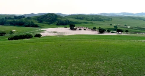 Aerial view of the desertification of the grassland Stock Footage 93177289