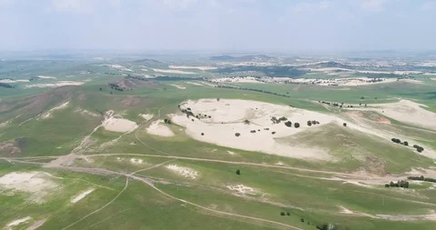 Aerial view of the desertification of the grassland Stock Footage 93177553