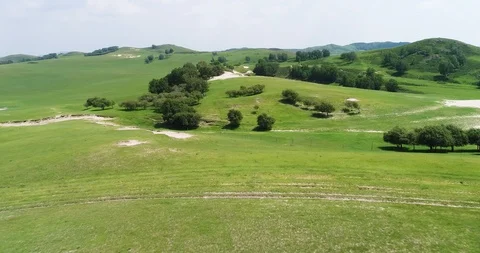 Aerial view of the desertification of the grassland Stock Footage 93177574