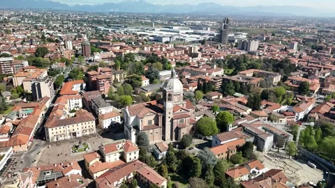 Aerial View of Desio Square in Lombardy Stock Footage 332239364