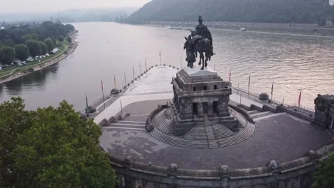 Aerial View of Deutsches Eck (German Corner) in Koblenz, Germany Stock Footage 319433544