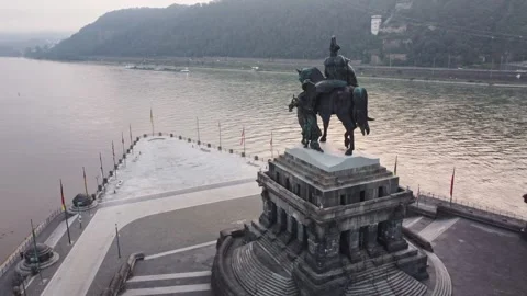 Aerial View of Deutsches Eck (German Corner) in Koblenz, Germany Stock Footage 319433545