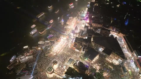 Aerial View of Dev Deepawali Varanasi Stock-Footage 321340720