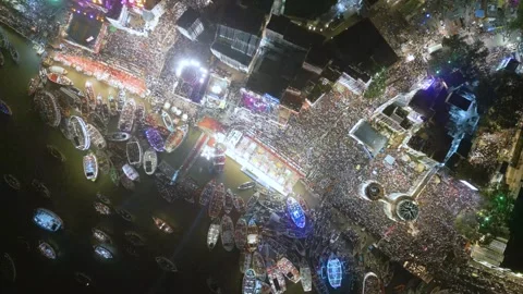 Aerial View of Dev Deepawali Varanasi Stock-Footage 321386842