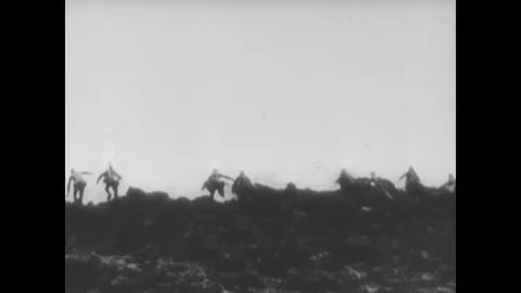 Aerial view of devastated buildings during the First World War Stock Footage 109552404