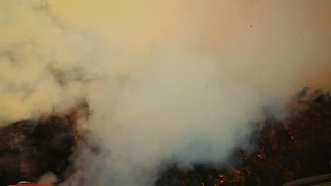 Aerial view of a devastating forest fire and smoke Stockbeeldmateriaal 332961564