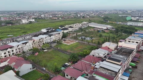 Aerial View of Developing City and Residential Blocks Video stock 347281532