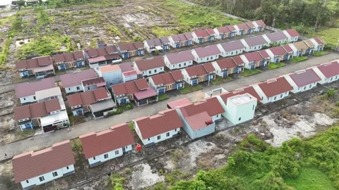 Aerial View of Developing Housing Complex Video stock 347391257